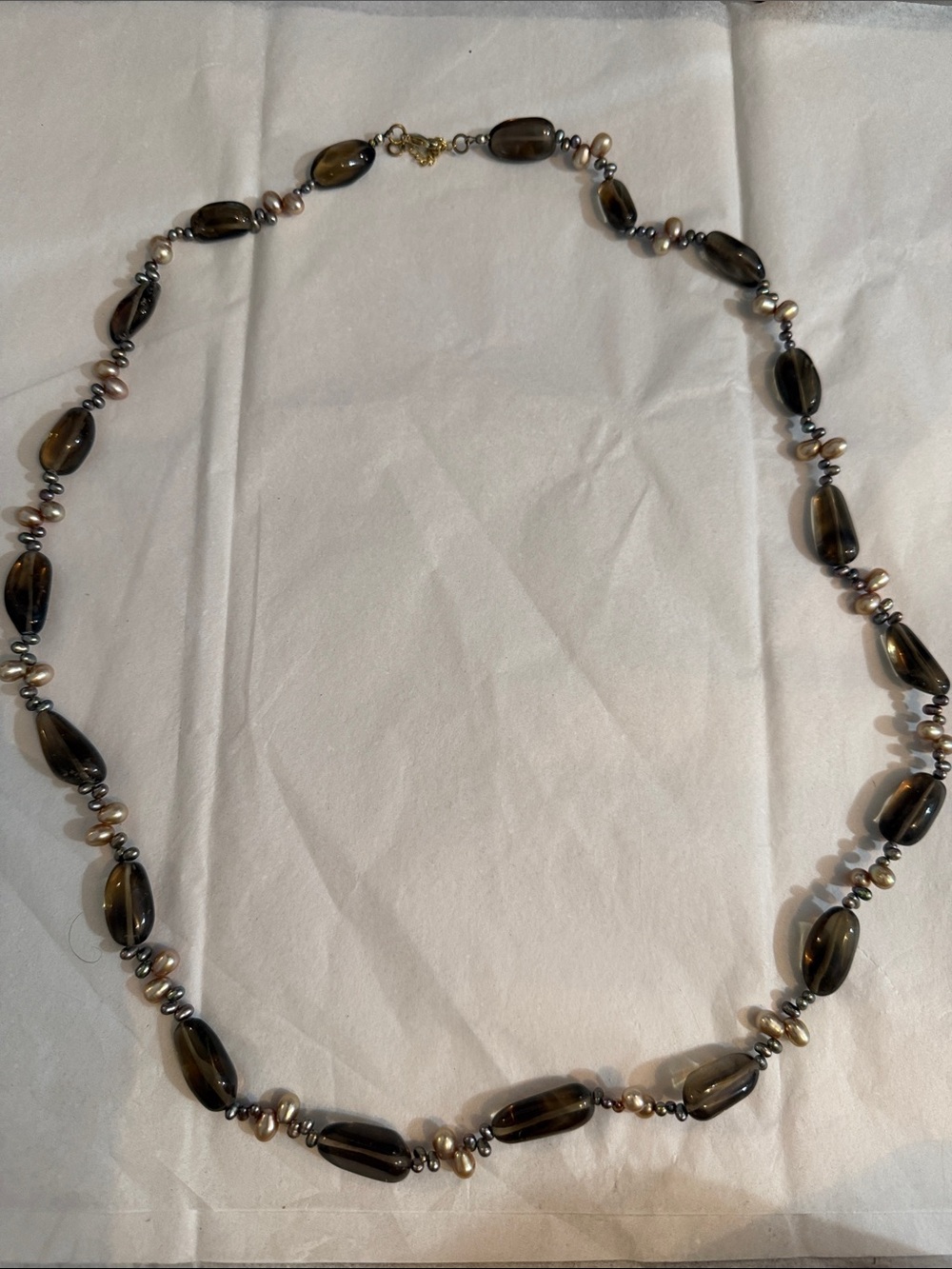 Smoky Glass and Fresh Water Pearl Necklace